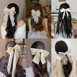 Kẹp Tóc Nơ Kiểu Lớn Nhiều Lớp Phong Cách Hàn Quốc Đơn Giản