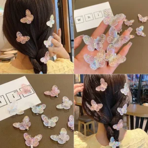 Set cài tóc hình bướm mang phong cách ngọt ngào, trong veo, cực kỳ bắt mắt 🌈